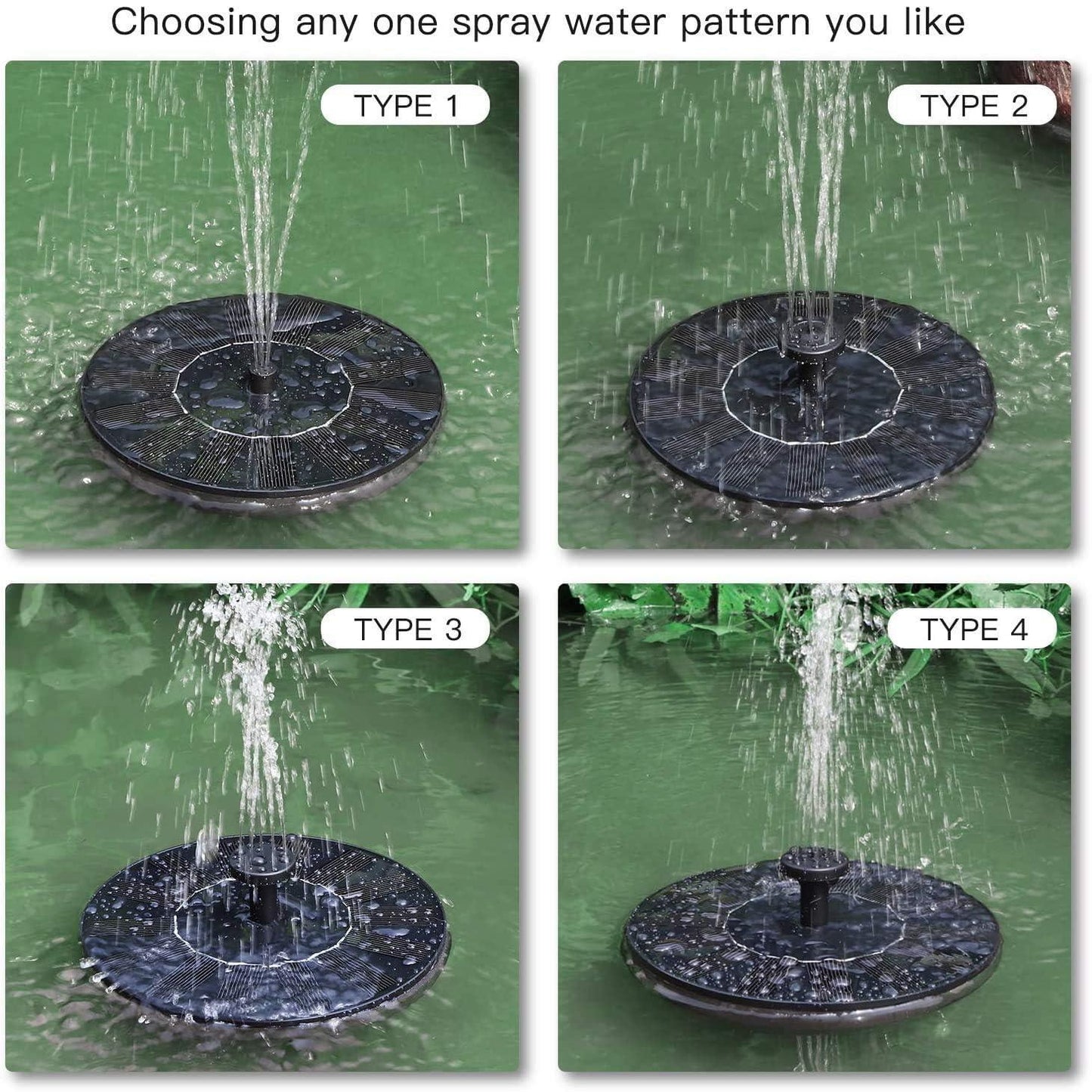Fountain Solar Power Floating Water Pump for Pool Pond Garden and Patio Plants Round 7V 1.4W (Black) b1s18a-ff
