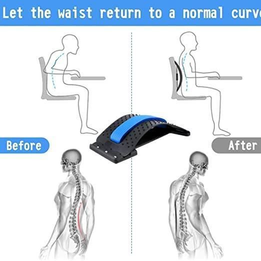 Multi-Level Back Stretcher Posture Corrector Device for Back Pain Relief with Back Support Mate Magic Back Stretching Massage (Blue) b1s18a-ff