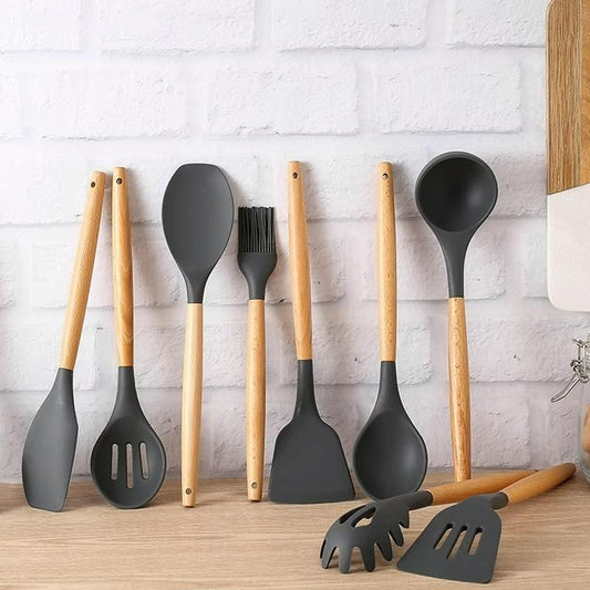 Silicone Cooking Utensils Set of 11pcs with Holder b1s18a-ff