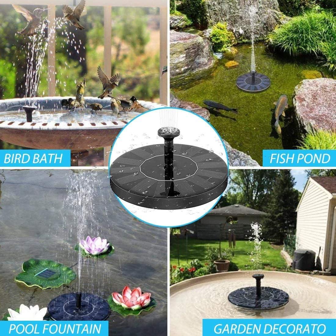 Fountain Solar Power Floating Water Pump for Pool Pond Garden and Patio Plants Round 7V 1.4W (Black) b1s18a-ff