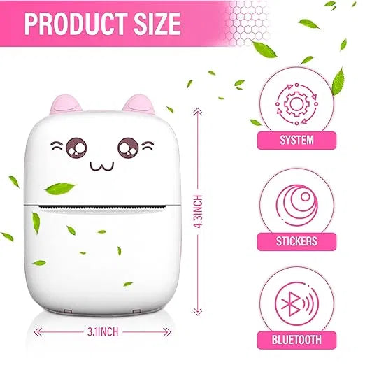 Bluetooth Mini Printer for Students | Inkless Wireless Thermal Printer (Black & White) | Portable Ink Free Printer for Android & iOS | 1200mAh Rechargeable Battery 22927