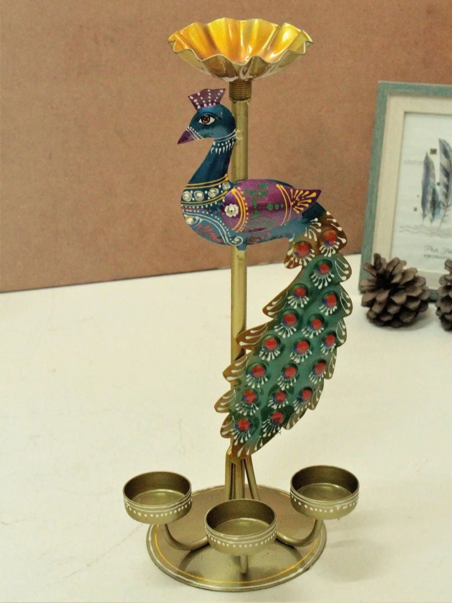 Crafted Peacock Tealight Holder - Nexivo