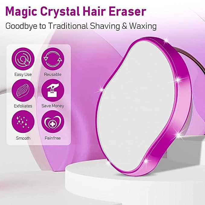 FLETIX Crystal Hair Eraser Stone, Painless Magic Crystal Hair Remover for Women Men, Hair Removal Eraser Exfoliator Tool for Arms Legs Back Bikini Body Any Part (Multicolor) - Nexivo
