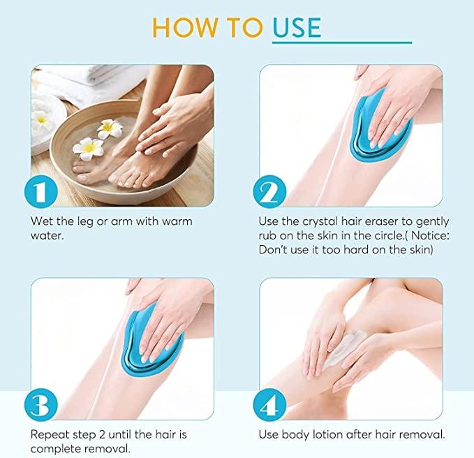 FLETIX Crystal Hair Eraser Stone, Painless Magic Crystal Hair Remover for Women Men, Hair Removal Eraser Exfoliator Tool for Arms Legs Back Bikini Body Any Part (Multicolor) - Nexivo