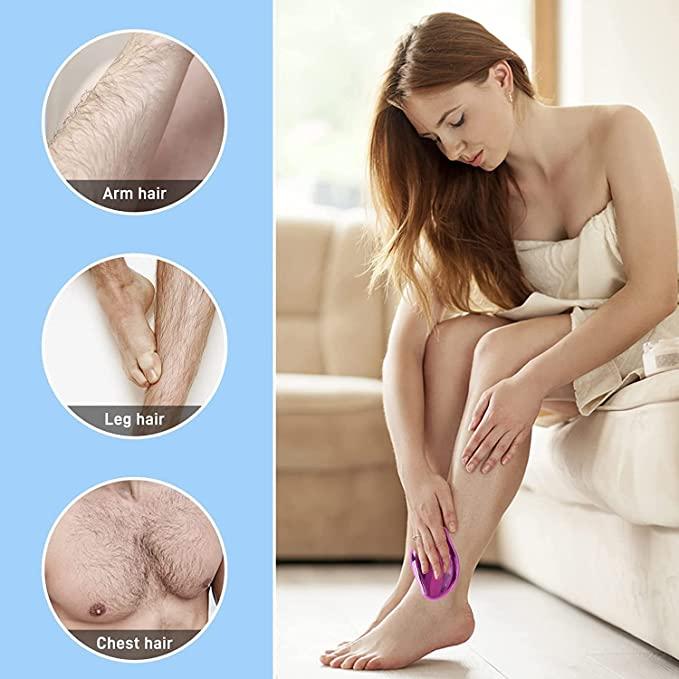 FLETIX Crystal Hair Eraser Stone, Painless Magic Crystal Hair Remover for Women Men, Hair Removal Eraser Exfoliator Tool for Arms Legs Back Bikini Body Any Part (Multicolor) - Nexivo