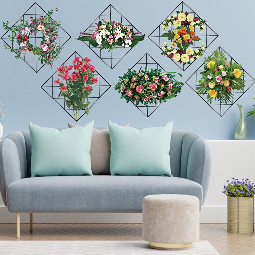 Home Wall Art Grid Flower Pattern Sticker Office Decals The Flowers - Nexivo