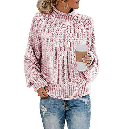 Solid Turtleneck Pullover Sweater Winter Fashion Casual Knitted Long-Sleeved Top Women's Clothing NexivoEdge