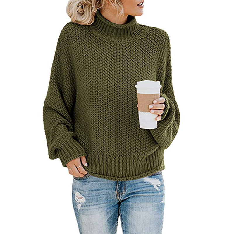 Solid Turtleneck Pullover Sweater Winter Fashion Casual Knitted Long-Sleeved Top Women's Clothing NexivoEdge