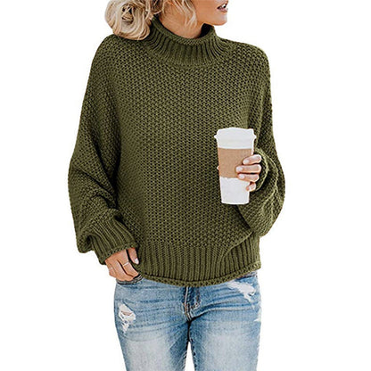 Solid Turtleneck Pullover Sweater Winter Fashion Casual Knitted Long-Sleeved Top Women's Clothing NexivoEdge