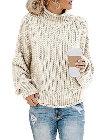 Solid Turtleneck Pullover Sweater Winter Fashion Casual Knitted Long-Sleeved Top Women's Clothing NexivoEdge