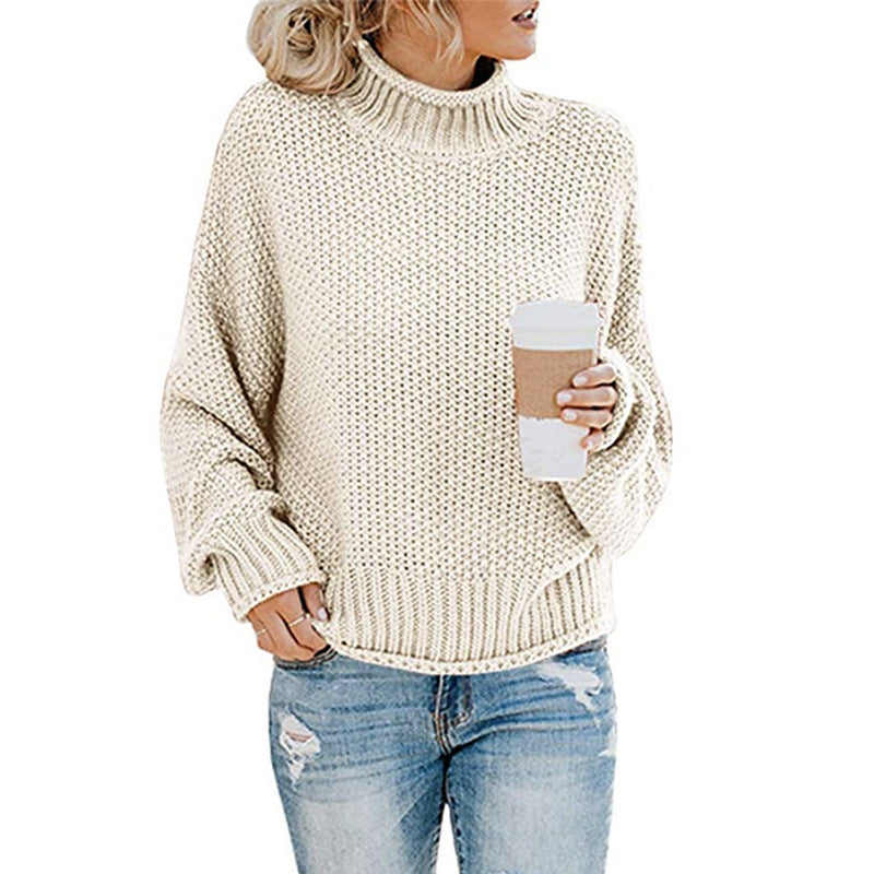 Solid Turtleneck Pullover Sweater Winter Fashion Casual Knitted Long-Sleeved Top Women's Clothing NexivoEdge