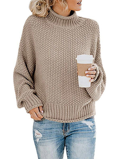 Solid Turtleneck Pullover Sweater Winter Fashion Casual Knitted Long-Sleeved Top Women's Clothing NexivoEdge