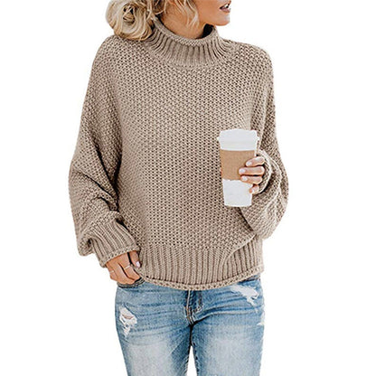 Solid Turtleneck Pullover Sweater Winter Fashion Casual Knitted Long-Sleeved Top Women's Clothing NexivoEdge