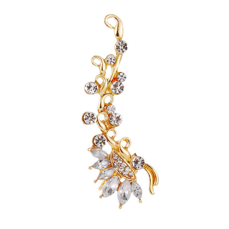 Full Crystal Butterfly Flower Single Crystal Ear Clip NexivoEdge