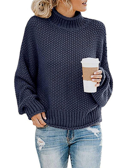 Solid Turtleneck Pullover Sweater Winter Fashion Casual Knitted Long-Sleeved Top Women's Clothing NexivoEdge