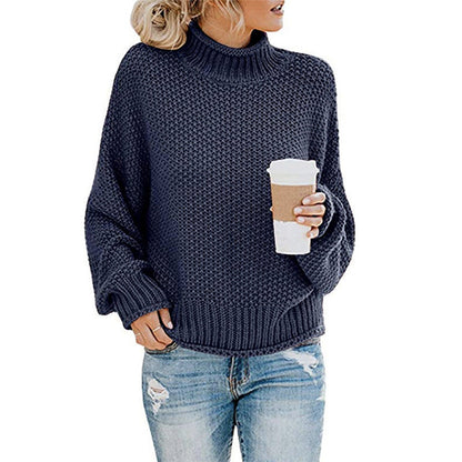 Solid Turtleneck Pullover Sweater Winter Fashion Casual Knitted Long-Sleeved Top Women's Clothing NexivoEdge