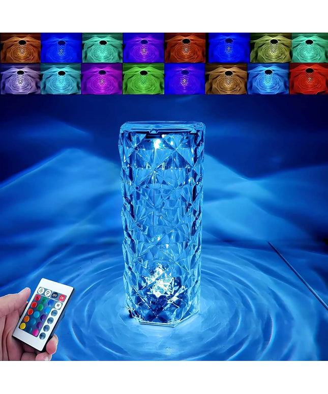 16 Color Changing Rose Crystal Diamond Table Lamp - Nexivo
