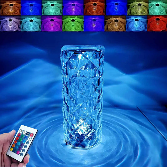 16 Color Changing Rose Crystal Diamond Table Lamp - Nexivo