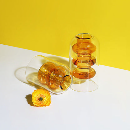 Home Decoration Accessories Nordic Ins Colourful Glass Transparent Vase Living Room Dining Table Dried Flowers Hydroponic Vases NexivoEdge