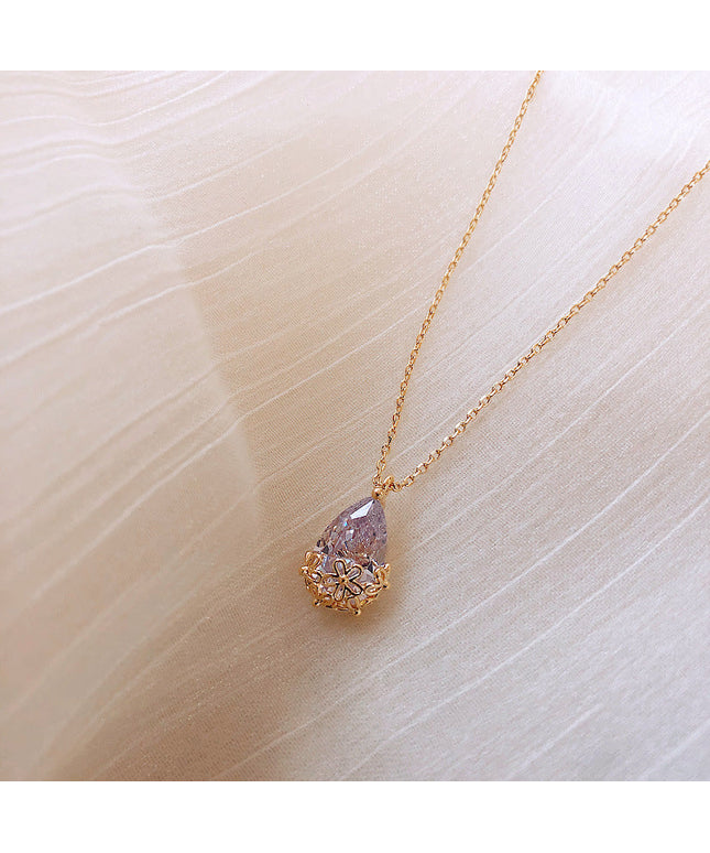 Crystal Water Drop Pendant Necklace Women's Fine Jewelry Adjustable Short Accessories Jewelry Gift NexivoEdge