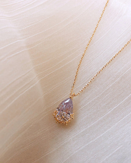 Crystal Water Drop Pendant Necklace Women's Fine Jewelry Adjustable Short Accessories Jewelry Gift NexivoEdge