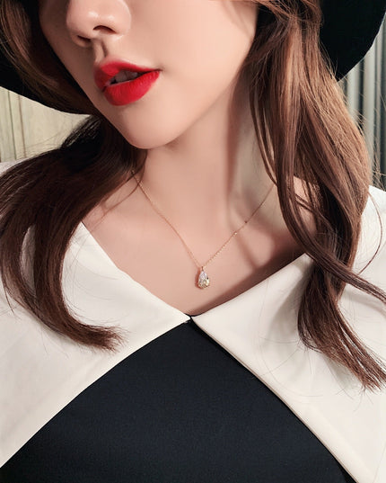 Crystal Water Drop Pendant Necklace Women's Fine Jewelry Adjustable Short Accessories Jewelry Gift NexivoEdge