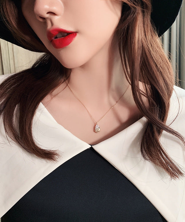 Crystal Water Drop Pendant Necklace Women's Fine Jewelry Adjustable Short Accessories Jewelry Gift NexivoEdge