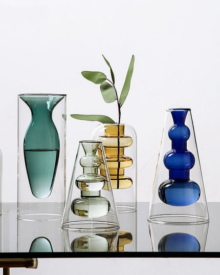 Home Decoration Accessories Nordic Ins Colourful Glass Transparent Vase Living Room Dining Table Dried Flowers Hydroponic Vases NexivoEdge