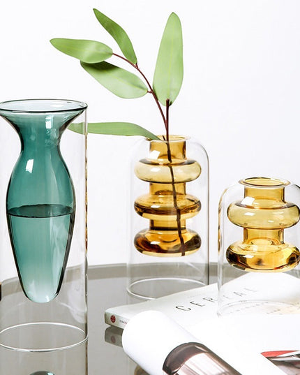 Home Decoration Accessories Nordic Ins Colourful Glass Transparent Vase Living Room Dining Table Dried Flowers Hydroponic Vases NexivoEdge