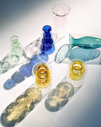 Home Decoration Accessories Nordic Ins Colourful Glass Transparent Vase Living Room Dining Table Dried Flowers Hydroponic Vases NexivoEdge