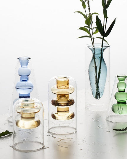 Home Decoration Accessories Nordic Ins Colourful Glass Transparent Vase Living Room Dining Table Dried Flowers Hydroponic Vases NexivoEdge