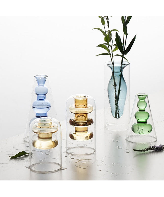 Home Decoration Accessories Nordic Ins Colourful Glass Transparent Vase Living Room Dining Table Dried Flowers Hydroponic Vases NexivoEdge