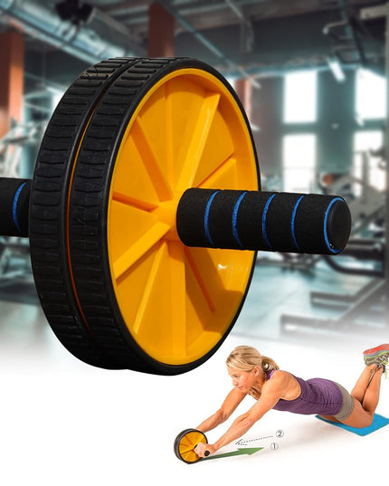 Premium Abs Roller for Men & Women Abs Workout Equipment for Abdominal Ab Roller Home Exercise Equipment with Knee Mat -(Yellow & Black) 19227