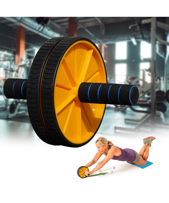 Premium Abs Roller for Men & Women Abs Workout Equipment for Abdominal Ab Roller Home Exercise Equipment with Knee Mat -(Yellow & Black) 19227