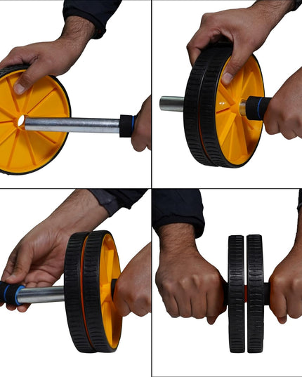 Premium Abs Roller for Men & Women Abs Workout Equipment for Abdominal Ab Roller Home Exercise Equipment with Knee Mat -(Yellow & Black) 19227