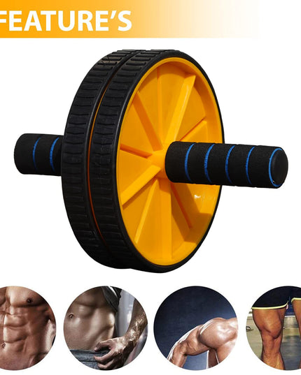 Premium Abs Roller for Men & Women Abs Workout Equipment for Abdominal Ab Roller Home Exercise Equipment with Knee Mat -(Yellow & Black) 19227