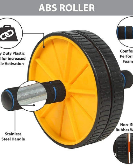 Premium Abs Roller for Men & Women Abs Workout Equipment for Abdominal Ab Roller Home Exercise Equipment with Knee Mat -(Yellow & Black) 19227