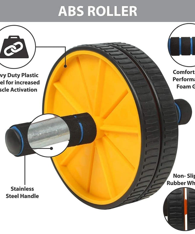 Premium Abs Roller for Men & Women Abs Workout Equipment for Abdominal Ab Roller Home Exercise Equipment with Knee Mat -(Yellow & Black) 19227