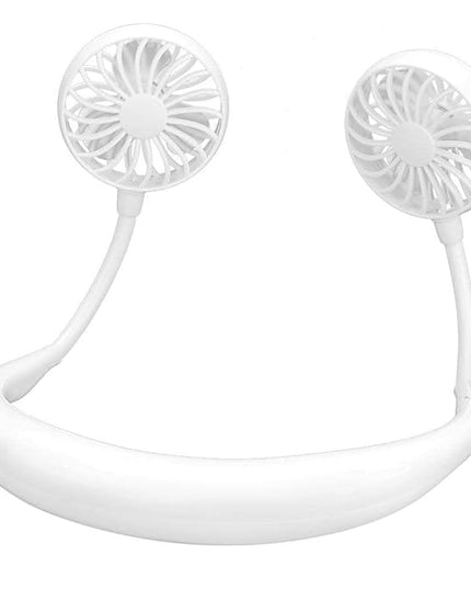 Mini Hand Free Portable Neckband Fan with Light, USB Rechargeable Lazy Neck Hanging Fan for Headphone Design Portable Hanging Neck Fan for Women Rechargeable Neck Fan Band (White) 18057