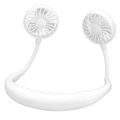 Mini Hand Free Portable Neckband Fan with Light, USB Rechargeable Lazy Neck Hanging Fan for Headphone Design Portable Hanging Neck Fan for Women Rechargeable Neck Fan Band (White) 18057