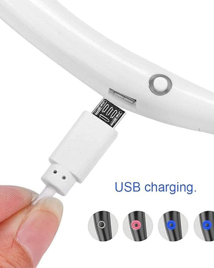 Mini Hand Free Portable Neckband Fan with Light, USB Rechargeable Lazy Neck Hanging Fan for Headphone Design Portable Hanging Neck Fan for Women Rechargeable Neck Fan Band (White) 18057