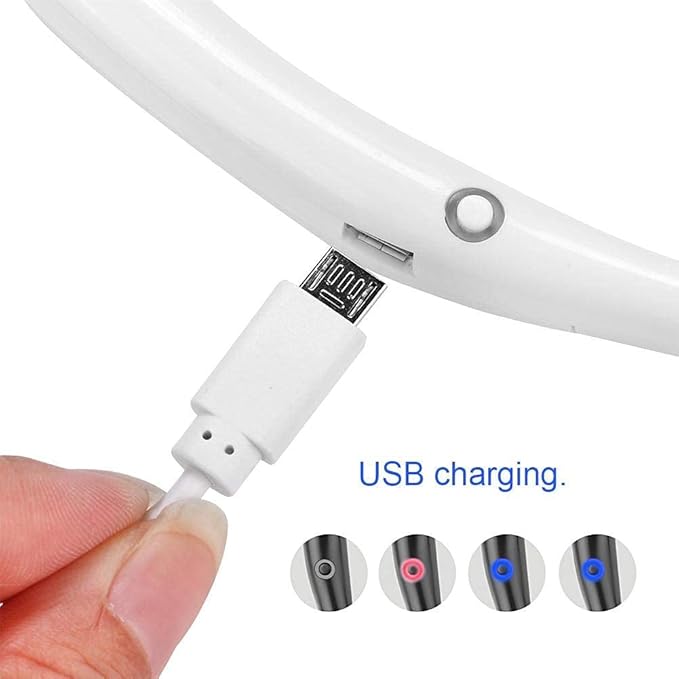 Mini Hand Free Portable Neckband Fan with Light, USB Rechargeable Lazy Neck Hanging Fan for Headphone Design Portable Hanging Neck Fan for Women Rechargeable Neck Fan Band (White) 18057