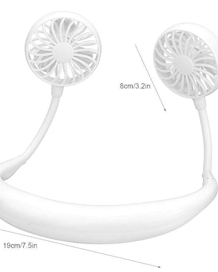 Mini Hand Free Portable Neckband Fan with Light, USB Rechargeable Lazy Neck Hanging Fan for Headphone Design Portable Hanging Neck Fan for Women Rechargeable Neck Fan Band (White) 18057