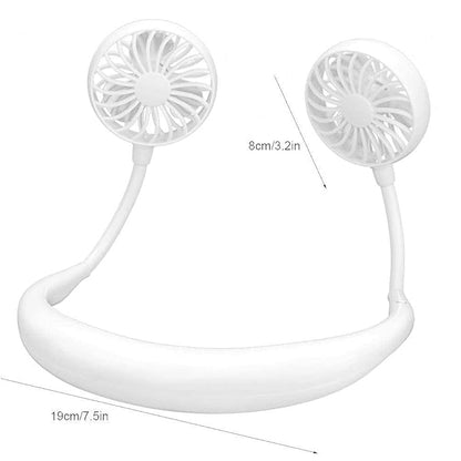 Mini Hand Free Portable Neckband Fan with Light, USB Rechargeable Lazy Neck Hanging Fan for Headphone Design Portable Hanging Neck Fan for Women Rechargeable Neck Fan Band (White) 18057