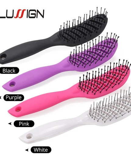 Styling Curly Hair Brush Salon Massager Comb Brush Detangling Drying Brush Anti Static Curved Vent Brush Scalp Massage Comb NexivoEdge