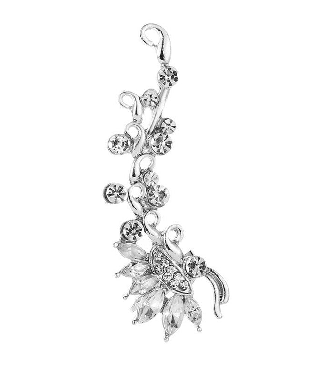 Full Crystal Butterfly Flower Single Crystal Ear Clip NexivoEdge