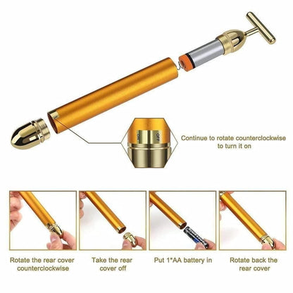 24K Gold Energy Beauty Bar Electric Facial Massage Roller - Nexivo
