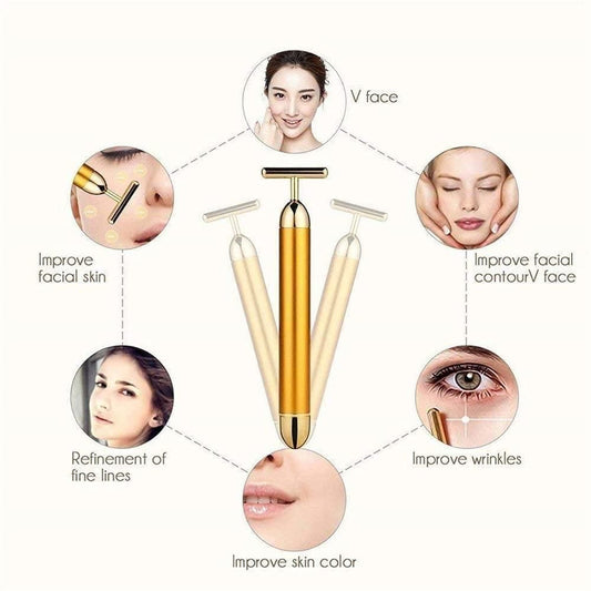 24K Gold Energy Beauty Bar Electric Facial Massage Roller - Nexivo