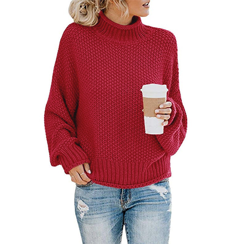 Solid Turtleneck Pullover Sweater Winter Fashion Casual Knitted Long-Sleeved Top Women's Clothing NexivoEdge