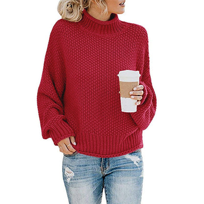 Solid Turtleneck Pullover Sweater Winter Fashion Casual Knitted Long-Sleeved Top Women's Clothing NexivoEdge